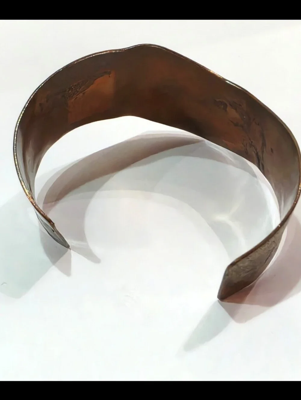 Handcrafted Copper Cuff Bracelet w/ Fused Sterling Silver Textured Design
